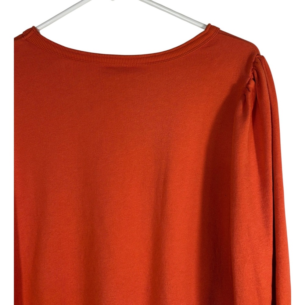 Universal Thread Womens L Burnt Orange Puff Sleeve Sweatshirt Raw Hem Terry - Picture 5 of 7